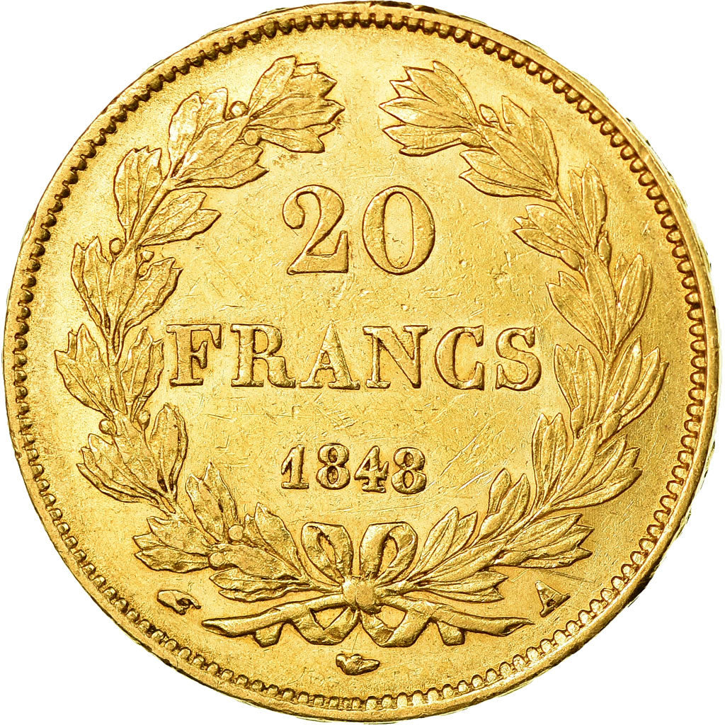 Moneta, Francja, Louis-Philippe, 20 Francs, 1848, Paris, AU(50-53), Złoto