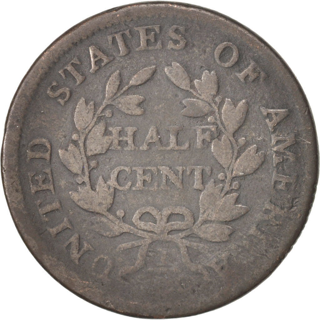 United States, Draped Bust Half Cent, 1/200, 1804, U.S. Mint, Philadelphia