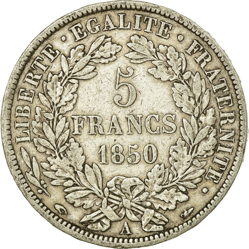 Coin, France, Cérès, 5 Francs, 1850, Paris, VF(30-35), Silver, KM:761.1