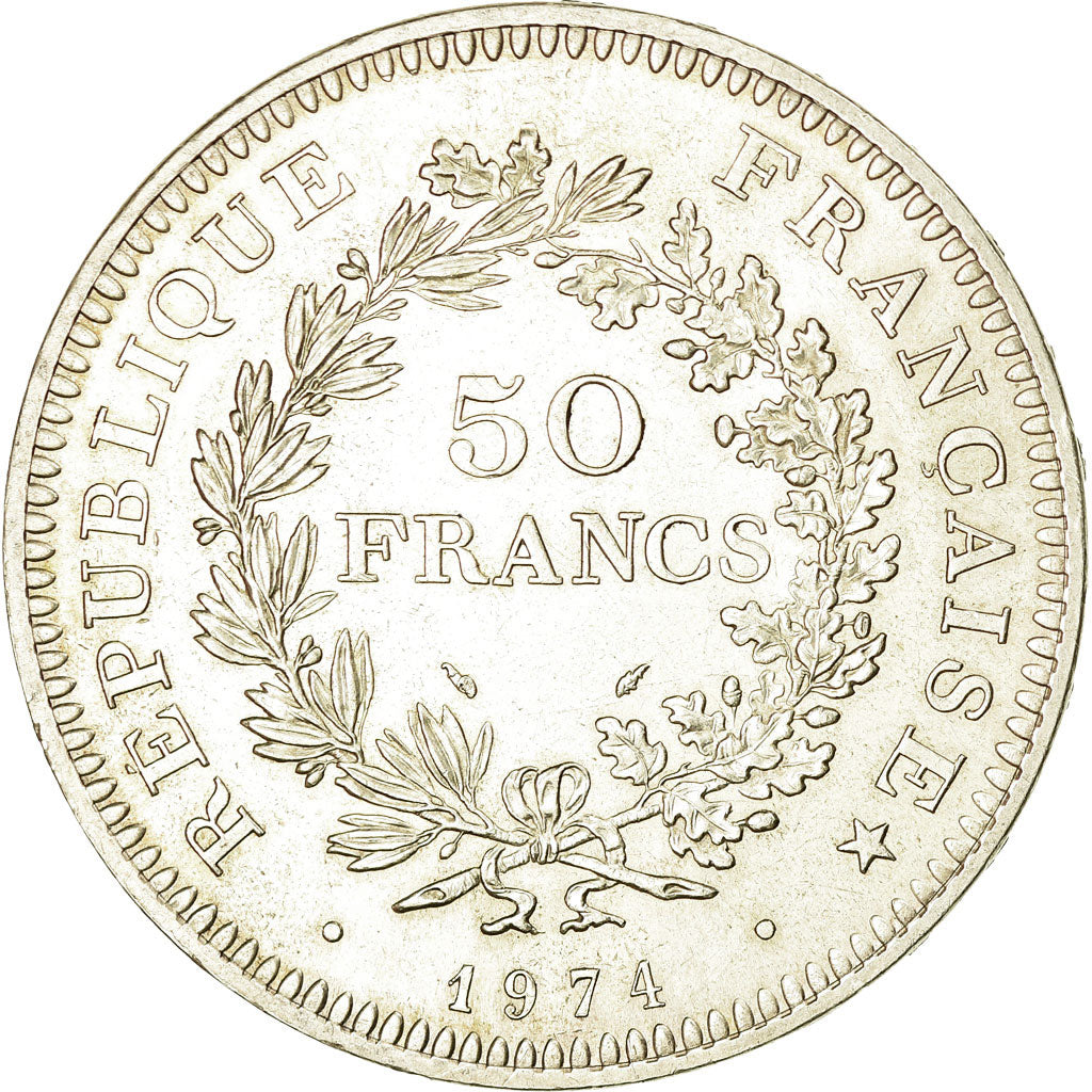 Coin, France, Hercule, 50 Francs, 1974, Avers 20 francs, AU(55-58), Silver