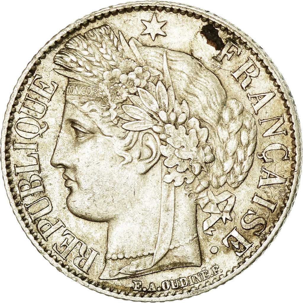 Coin, France, Cérès, Franc, 1887, Paris, AU(50-53), Silver, KM:822.1