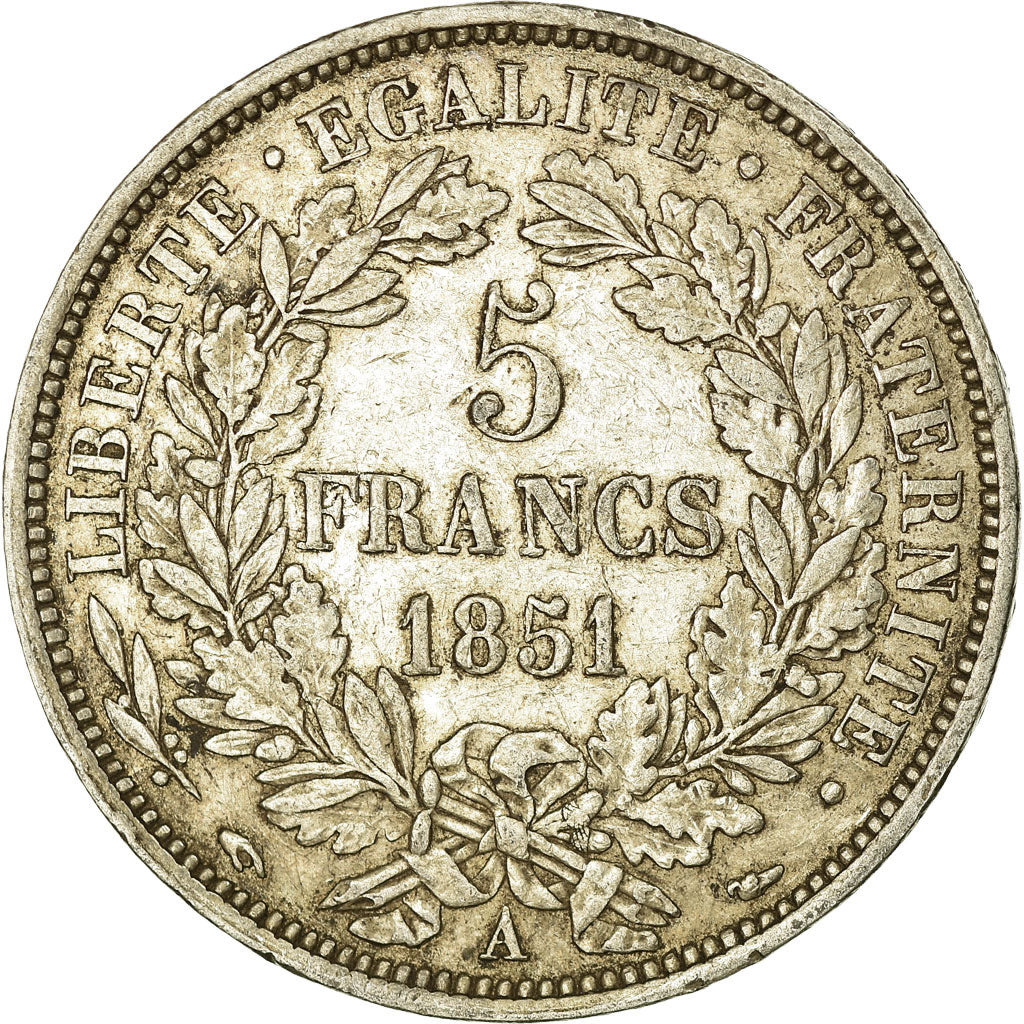 Münze, Frankreich, Cérès, 5 Francs, 1851, Paris, SS, Silber, KM:761.1