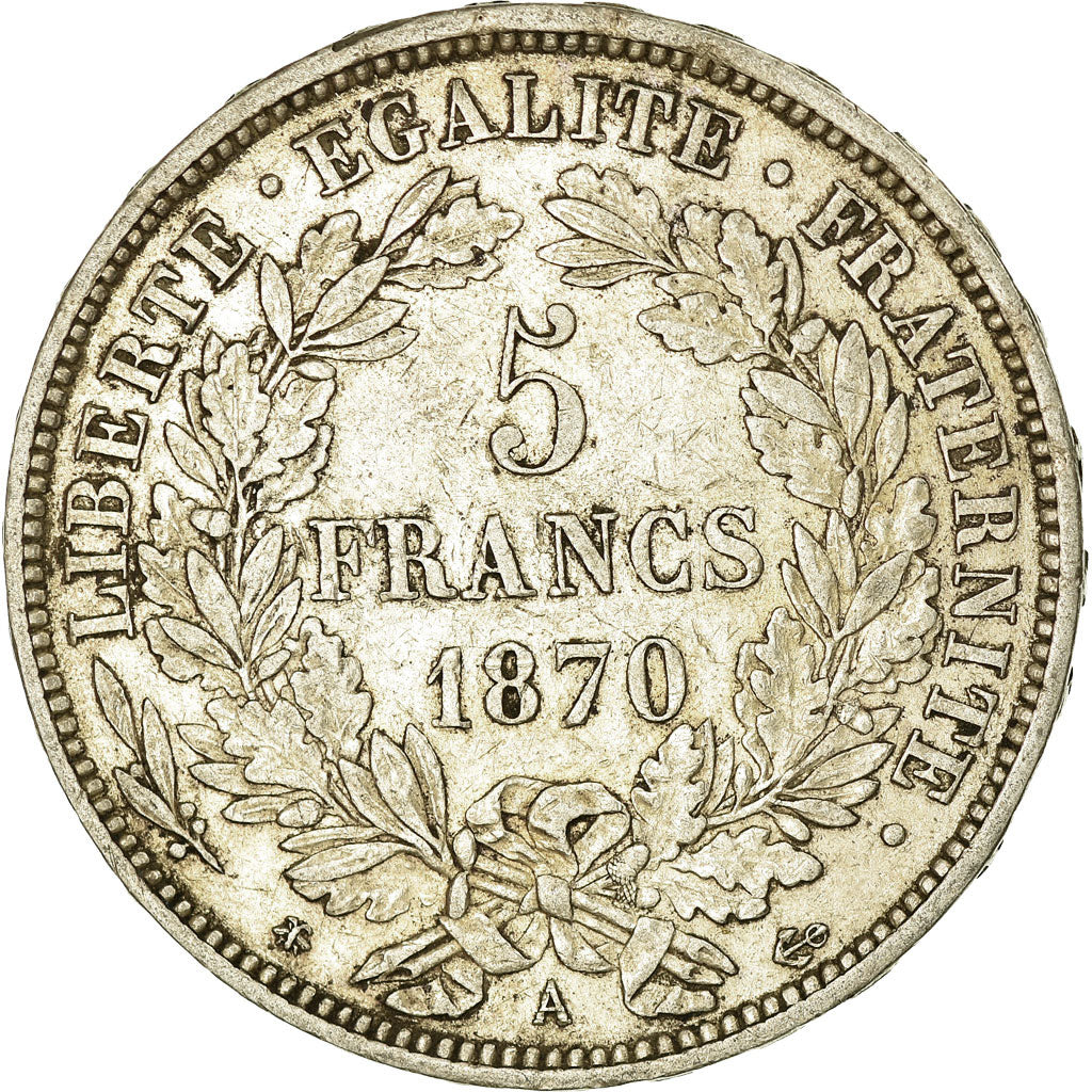 Münze, Frankreich, Cérès, 5 Francs, 1870, Paris, SS, Silber, KM:819