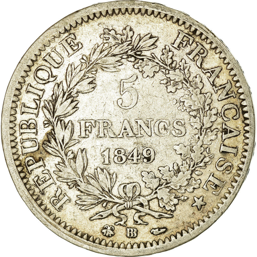 Monnaie, France, Hercule, 5 Francs, 1849, Strasbourg, TB+, Argent, Gadoury:683