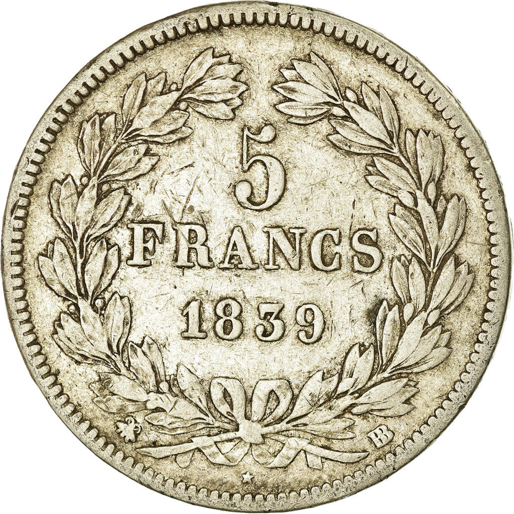 Monnaie, France, Louis-Philippe, 5 Francs, 1839, Strasbourg, TB+, Argent