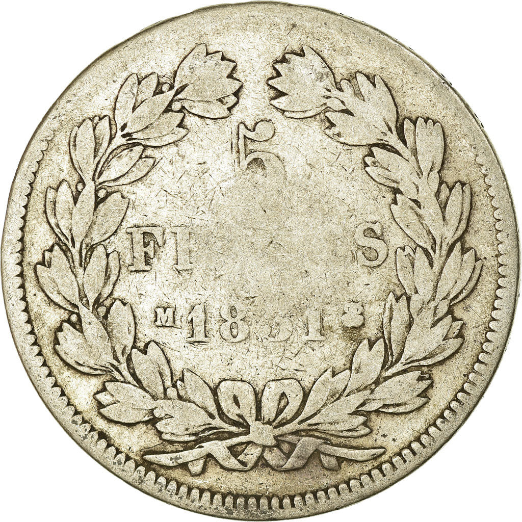 Coin, France, Louis-Philippe, 5 Francs, 1831, Toulouse, Tranche en creux