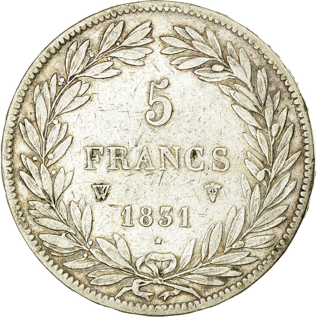 Coin, France, Louis-Philippe, 5 Francs, 1831, Lille, VF(30-35), Silver