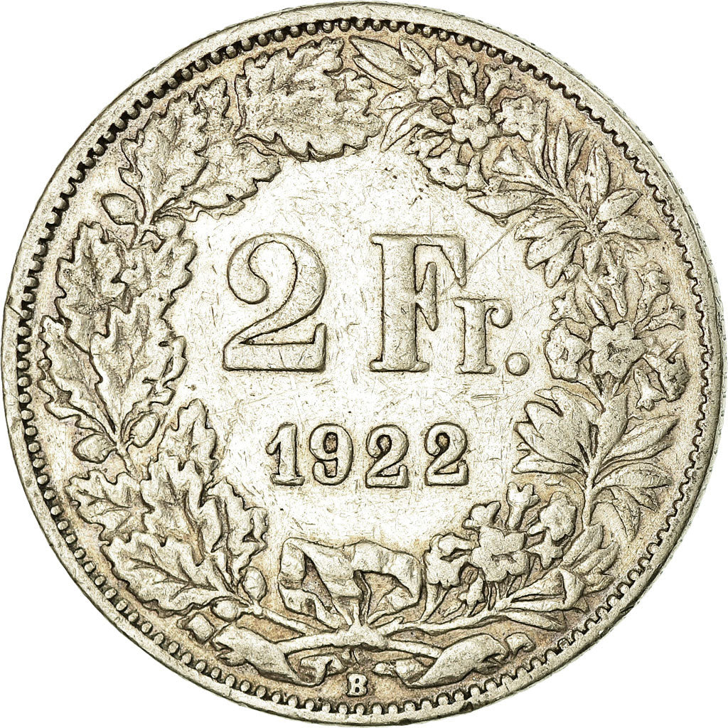 Moneta, Svizzera, 2 Francs, 1922, Bern, MB+, Argento, KM:21