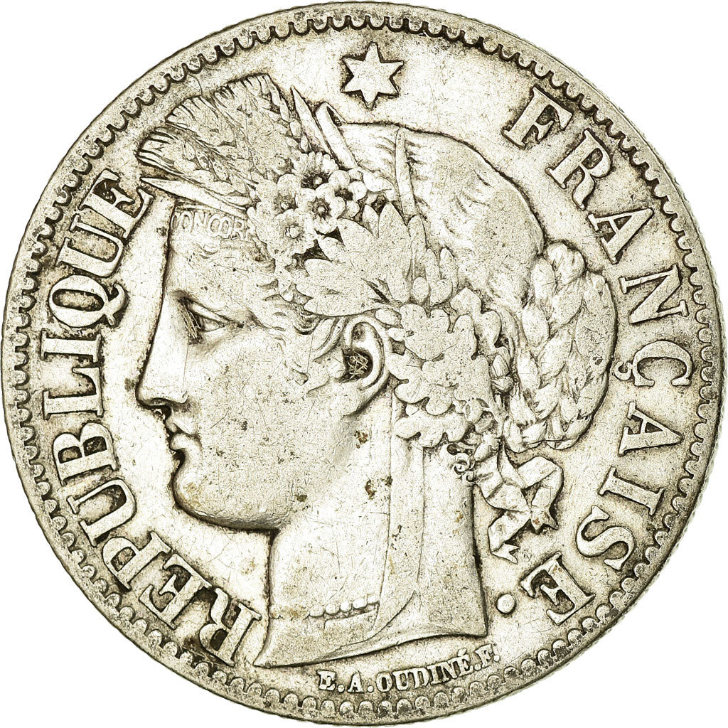 Coin, France, Cérès, 2 Francs, 1871, Bordeaux, EF(40-45), Silver, KM:817.2