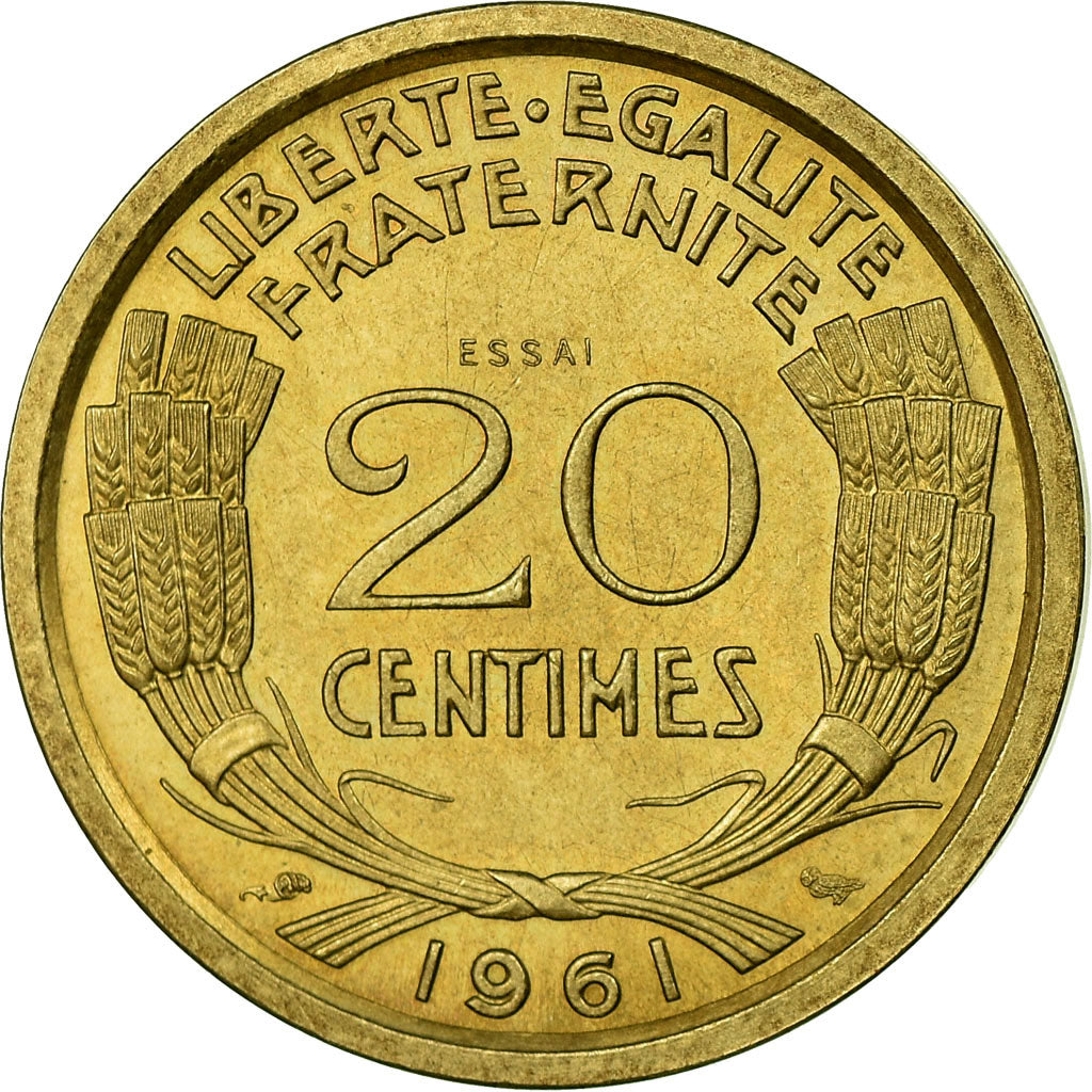 Coin, France, Essai de Cochet, 20 Centimes, 1961, Paris, ESSAI, MS(63)