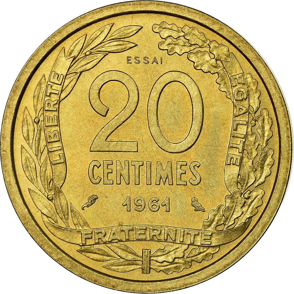Coin, France, Essai de Robert, 20 Centimes, 1961, Paris, ESSAI, MS(63)