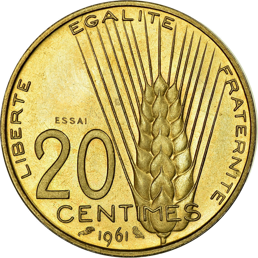 Coin, France, Essai de Coeffin, 20 Centimes, 1961, Paris, ESSAI, MS(63)