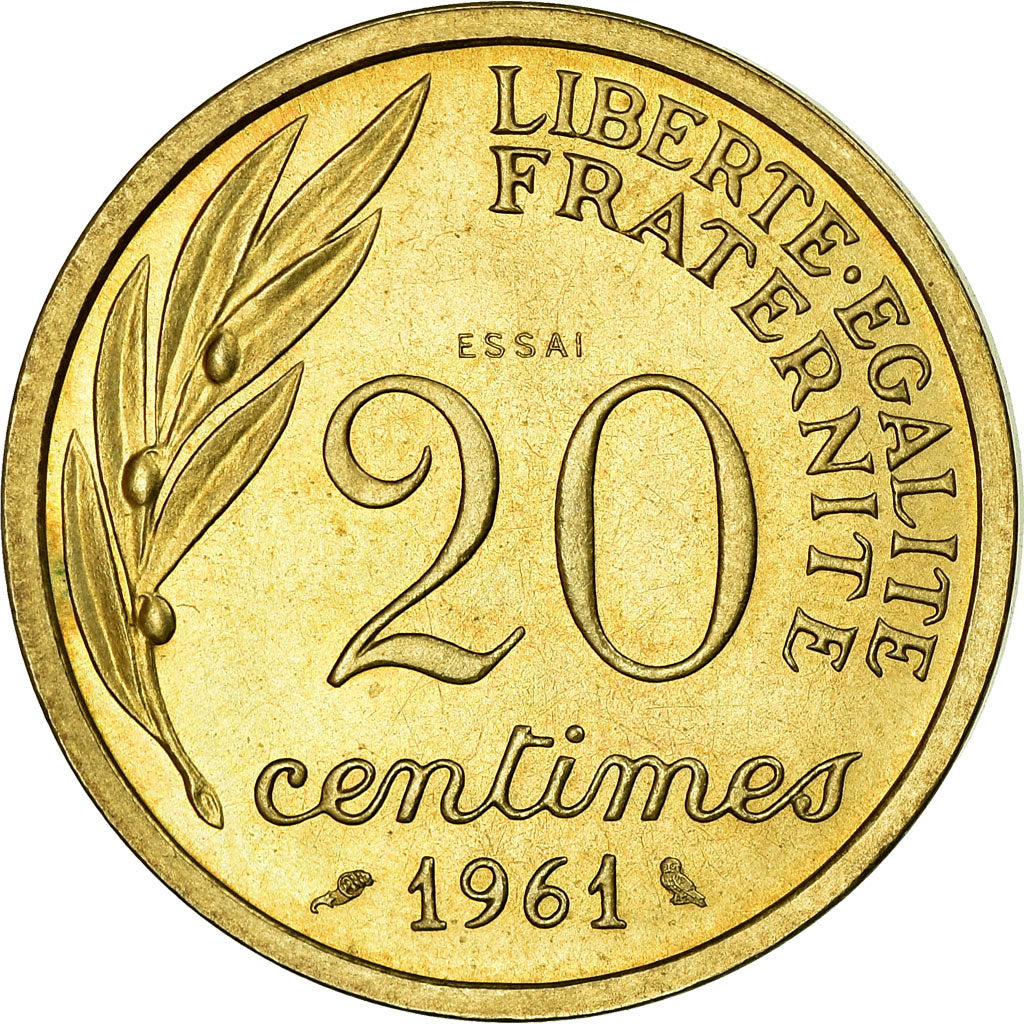 Coin, France, Essai de Baron, 20 Centimes, 1961, Paris, ESSAI, MS(63)