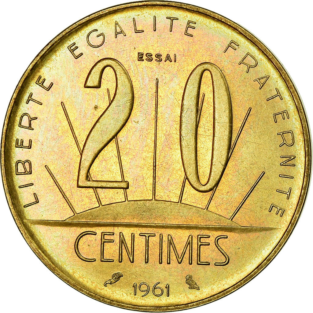 Monnaie, France, Essai de Rousseau, 20 Centimes, 1961, Paris, ESSAI, SPL