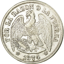 Münze, Chile, Peso, 1874, Santiago, SS, Silber, KM:142.1