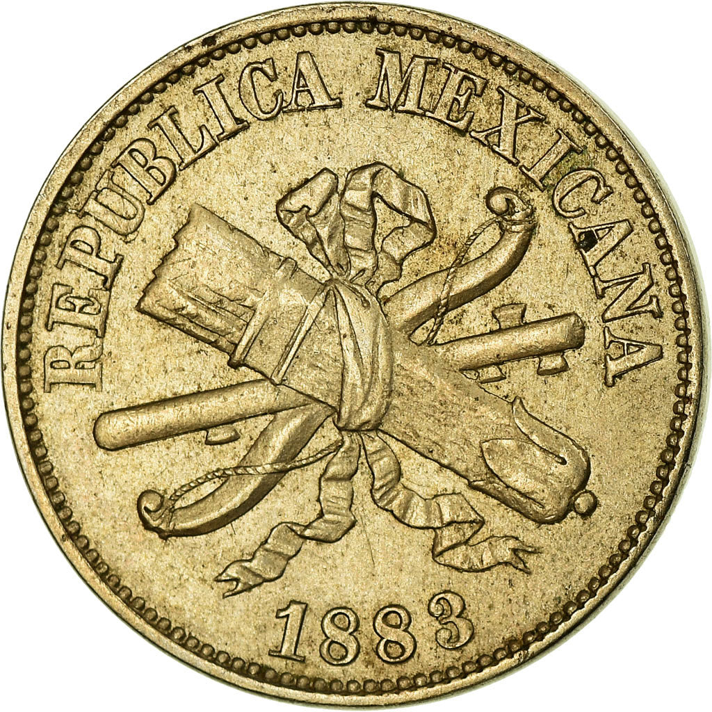 Moneda, México, 2 Centavos, 1883, Mexico City, MBC+, Cobre - níquel, KM:395