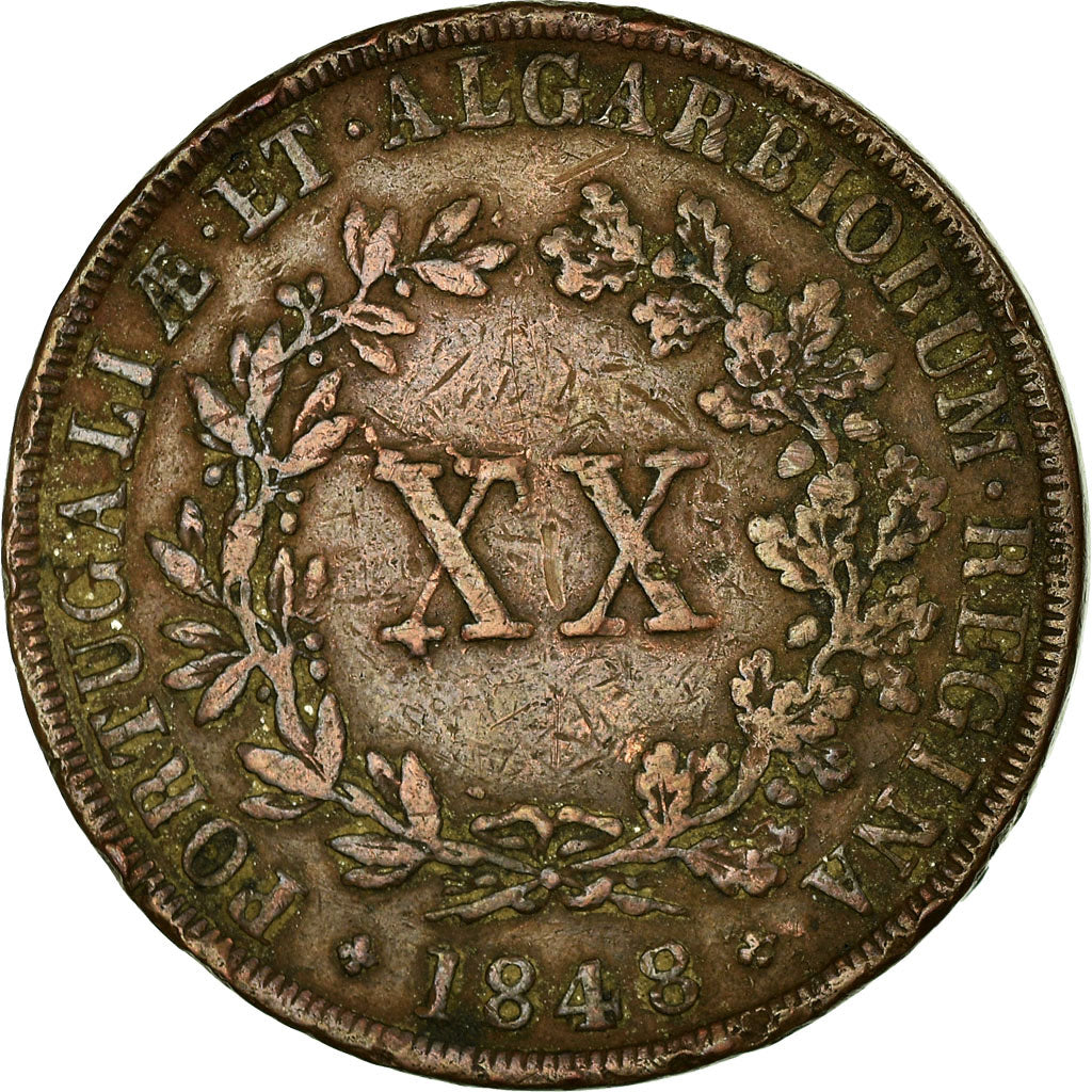 Monnaie, Portugal, Maria II, 20 Reis, 1848, TB+, Cuivre, KM:482