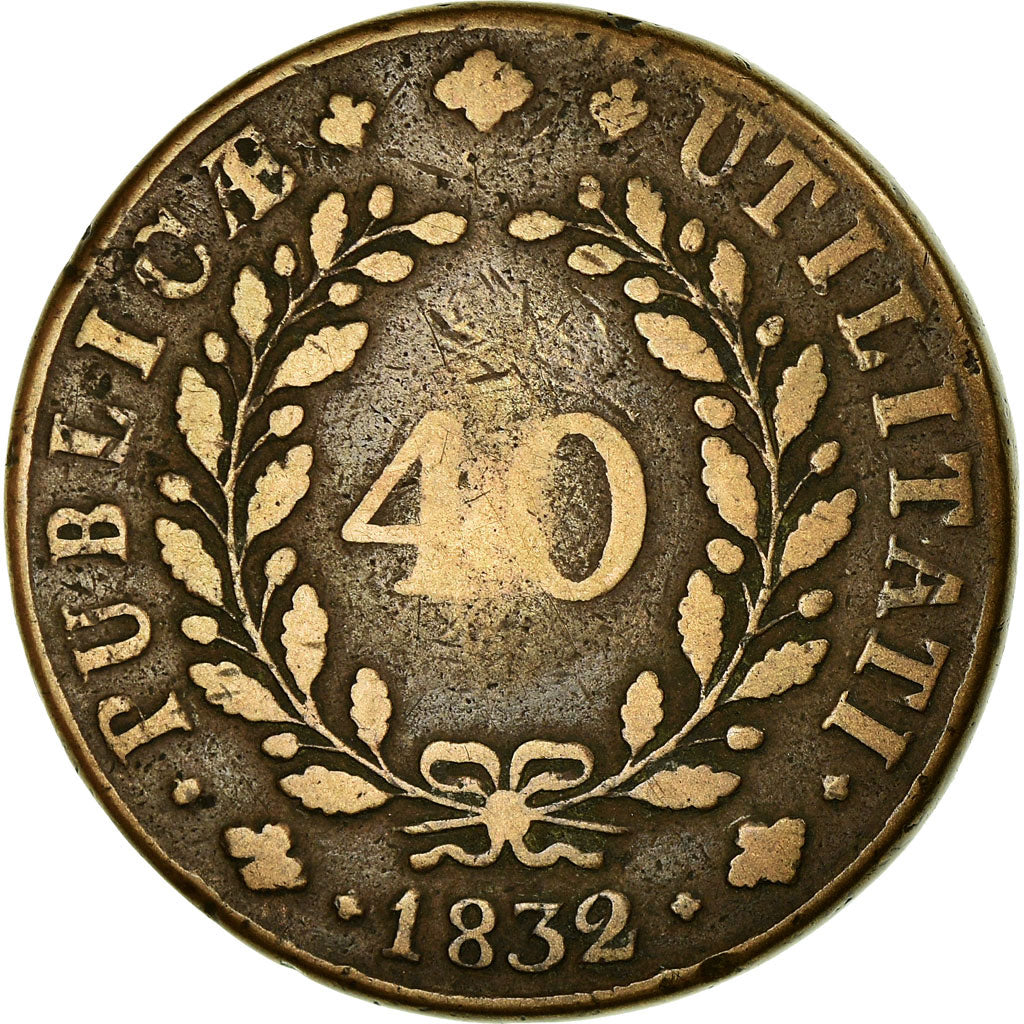 Coin, Portugal, Miguel, 40 Reis, Pataco, 1832, VF(20-25), Bronze, KM:391