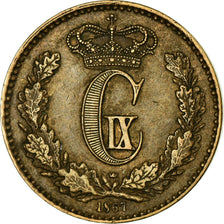 Coin, Denmark, Christian IX, Skilling Rigsmont, 1867, AU(50-53), Bronze, KM:774