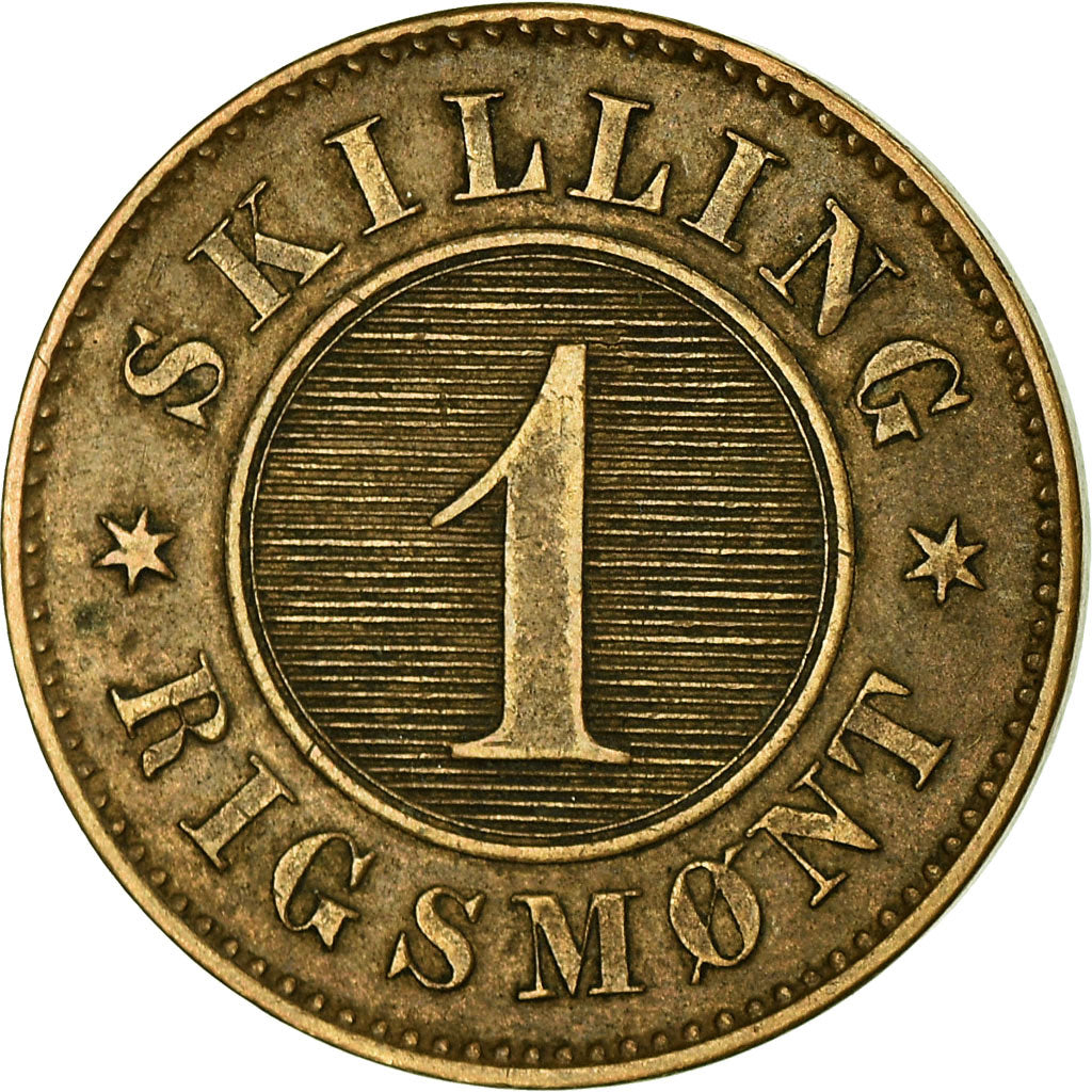 Coin, Denmark, Christian IX, Skilling Rigsmont, 1867, AU(50-53), Bronze, KM:774
