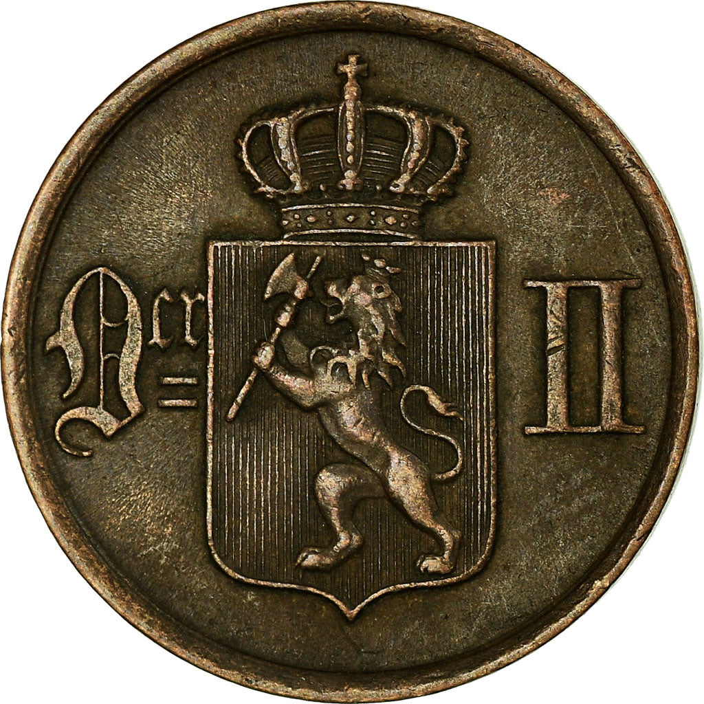 Coin, Norway, Oscar II, Ore, 1877, AU(50-53), Bronze, KM:352