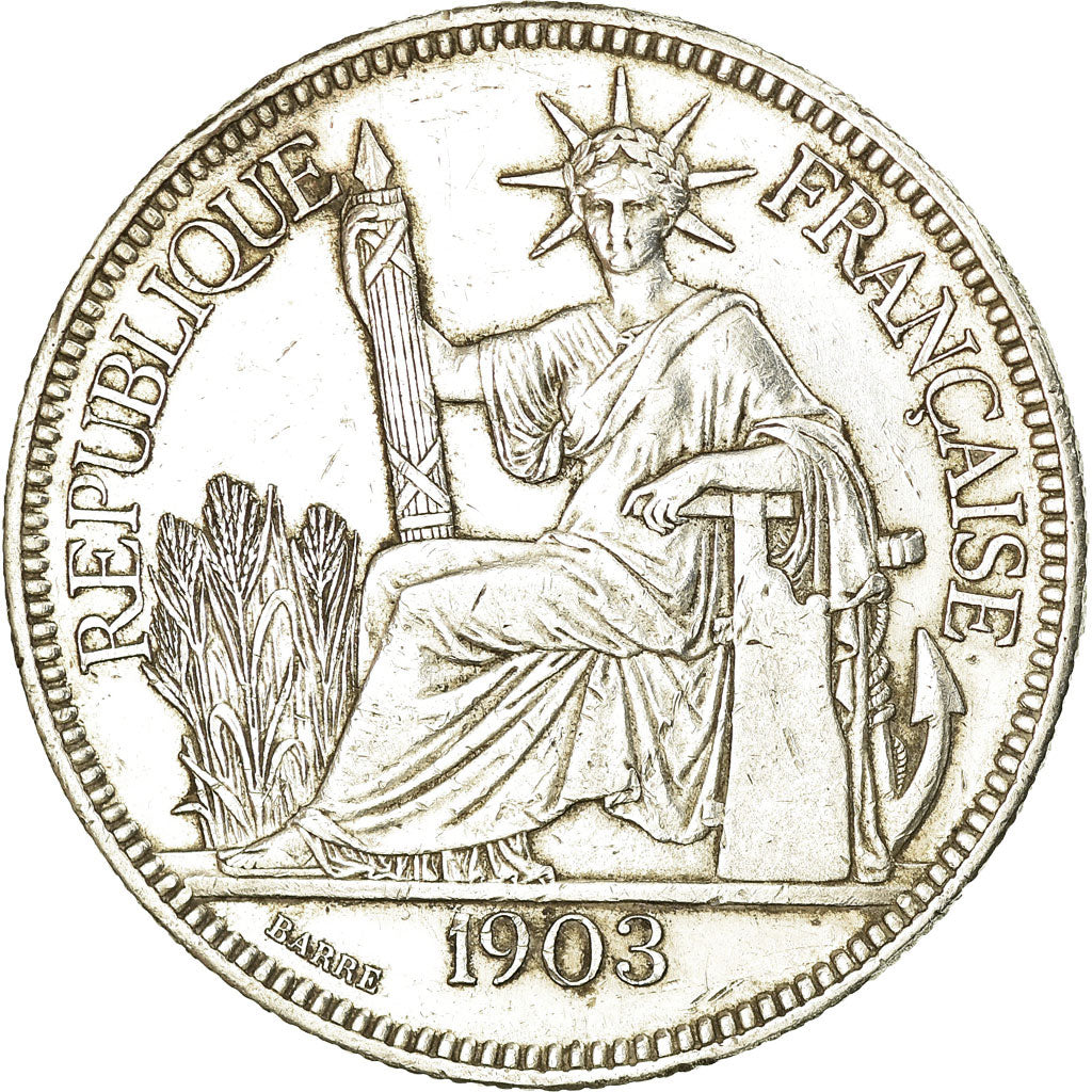 Moneta, INDOCINA FRANCESE, Piastre, 1903, Paris, BB, Argento, KM:5a.1