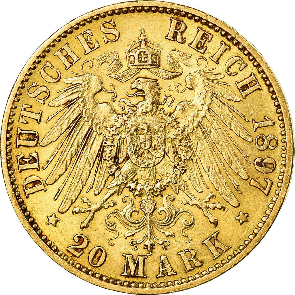 Moneta, Stati tedeschi, PRUSSIA, Wilhelm II, 20 Mark, 1897, Berlin, SPL-, Oro