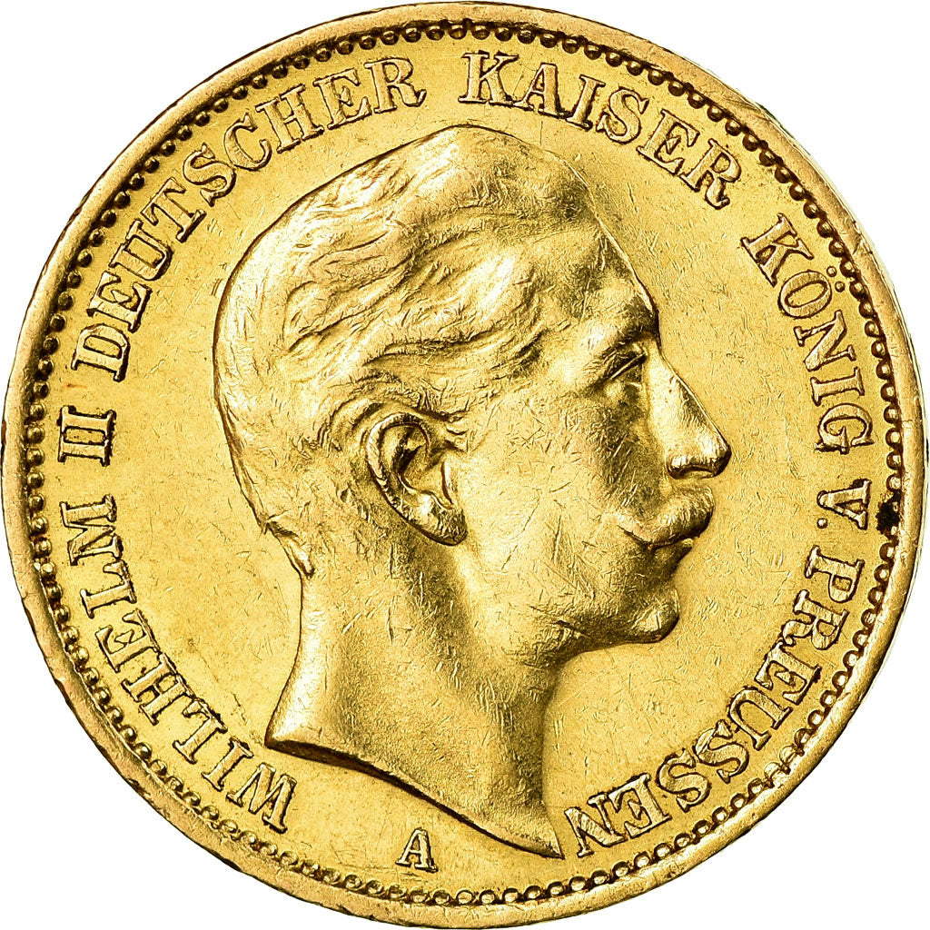 Coin, German States, PRUSSIA, Wilhelm II, 20 Mark, 1910, Berlin, AU(50-53)