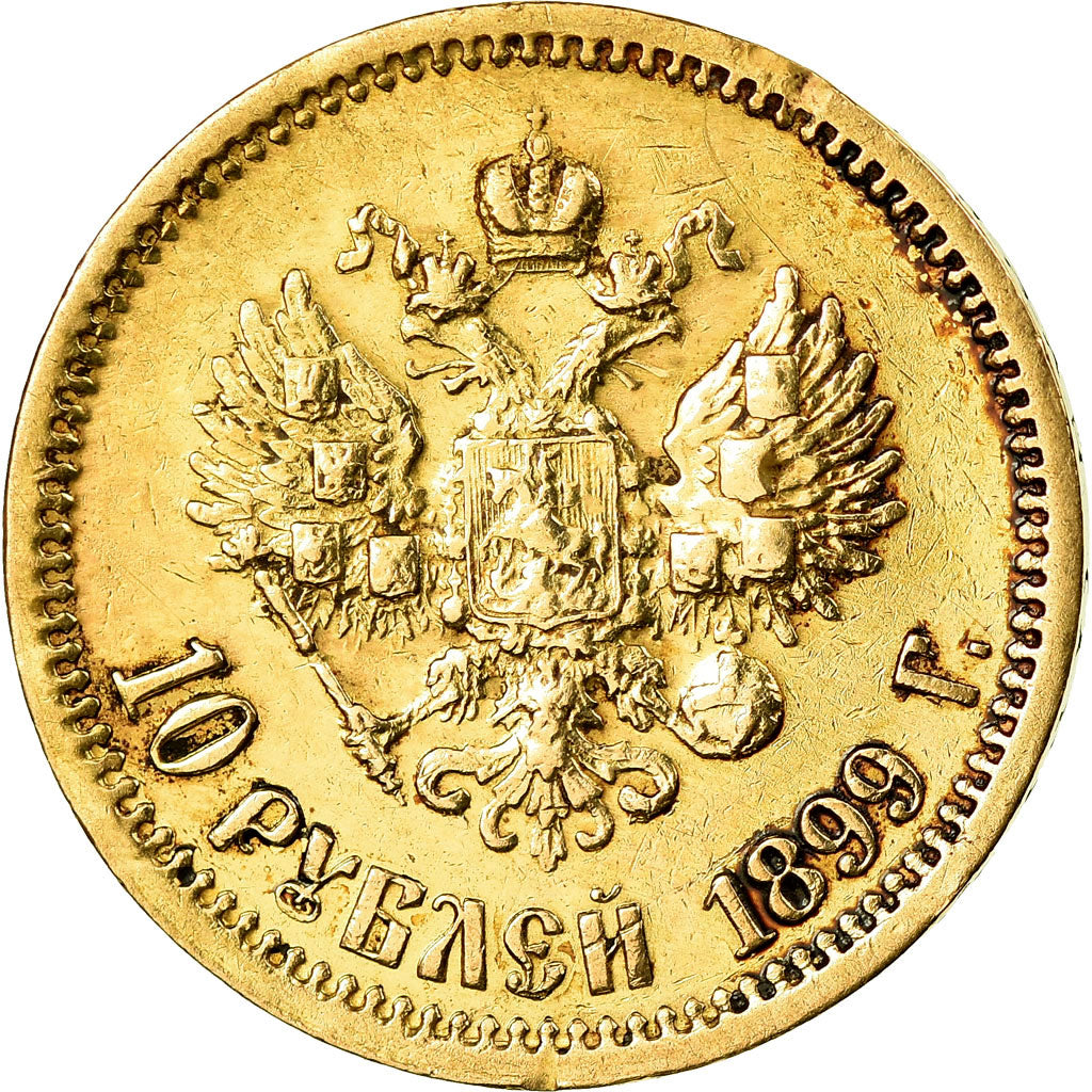 Munten, Rusland, Nicholas II, 10 Roubles, 1899, St. Petersburg, FR+, Goud, KM:64