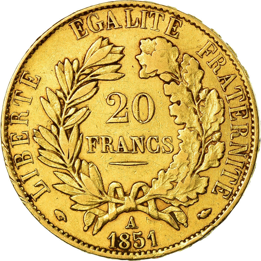 Coin, France, Cérès, 20 Francs, 1851, Paris, EF(40-45), Gold, KM:762
