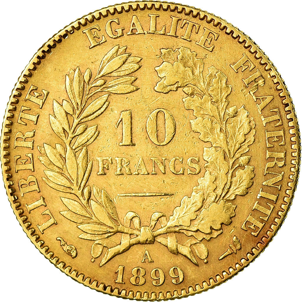Moneta, Francja, Cérès, 10 Francs, 1899, Paris, AU(50-53), Złoto, KM:830