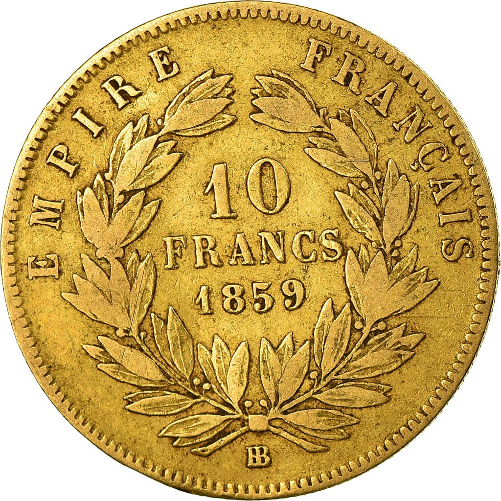 Coin, France, Napoleon III, 10 Francs, 1859, Strasbourg, VF(20-25), Gold