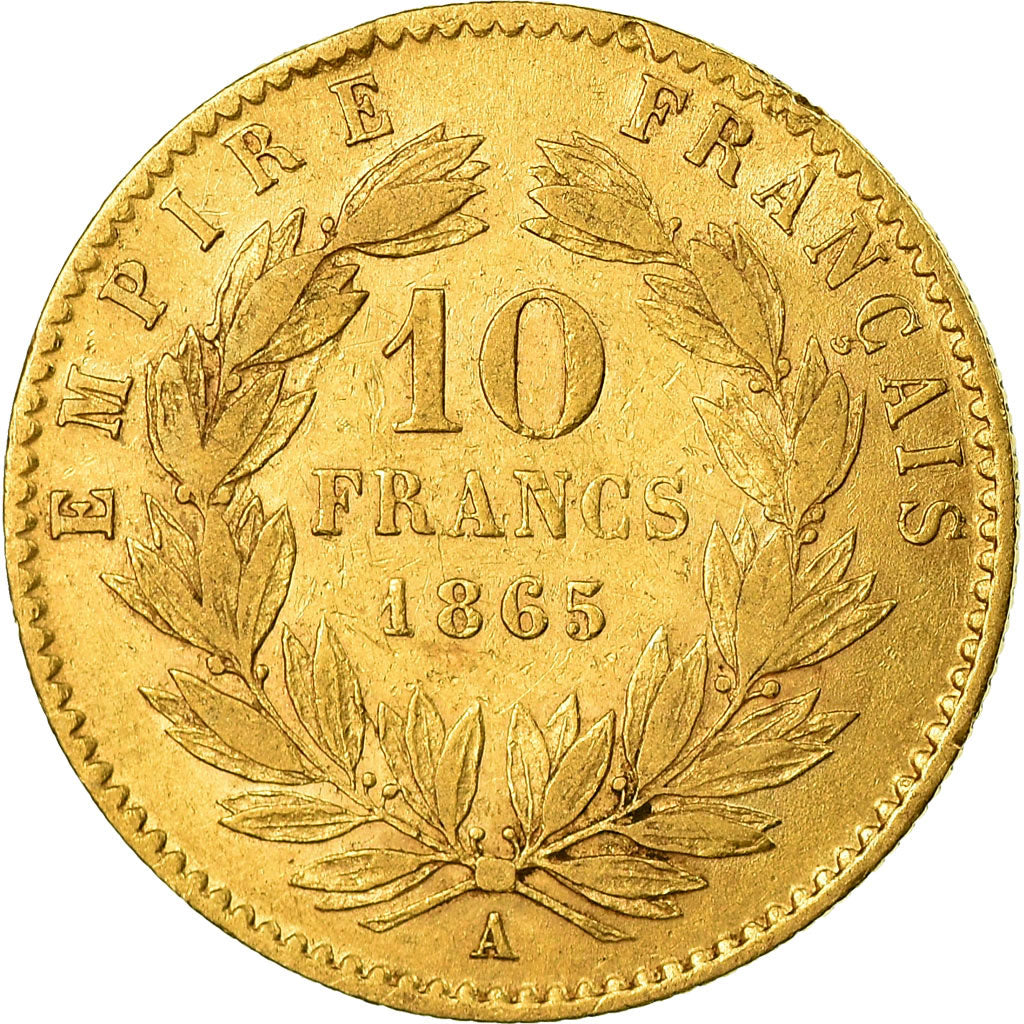Munten, Frankrijk, Napoleon III, 10 Francs, 1865, Paris, FR+, Goud, KM:800.1