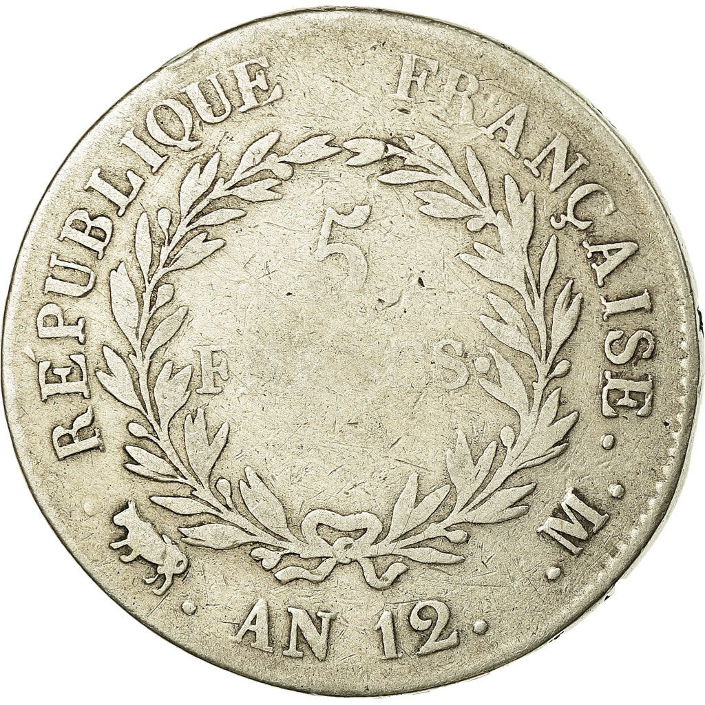 Coin, France, Napoléon I, 5 Francs, 1804, Toulouse, VF(20-25), Silver