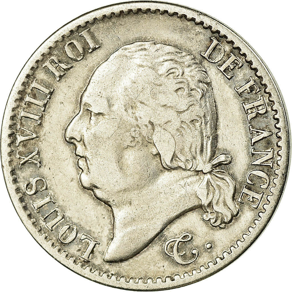 Munten, Frankrijk, Louis XVIII, Louis XVIII, 1/4 Franc, 1817, Rouen, ZF, Zilver