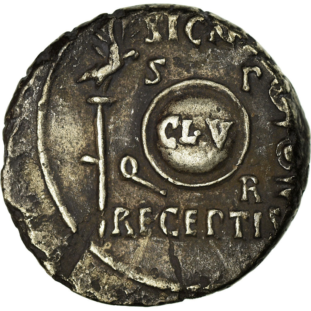 Coin, Augustus, Denarius, 19 BC, Colonia Patricia, EF(40-45), Silver, RIC:86a