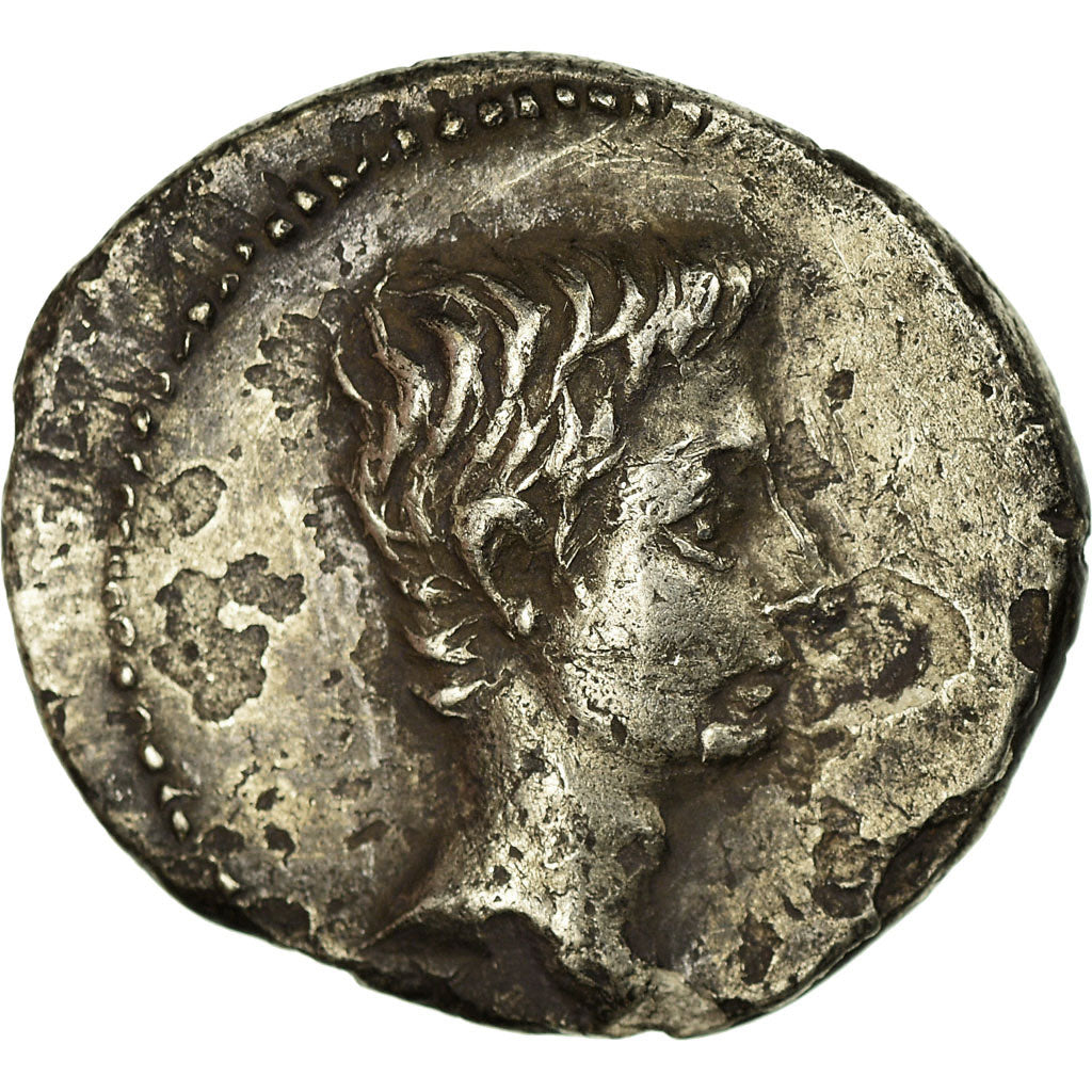 Coin, Augustus, Denarius, 16 BC, Spain, Traveling mint, EF(40-45), Silver