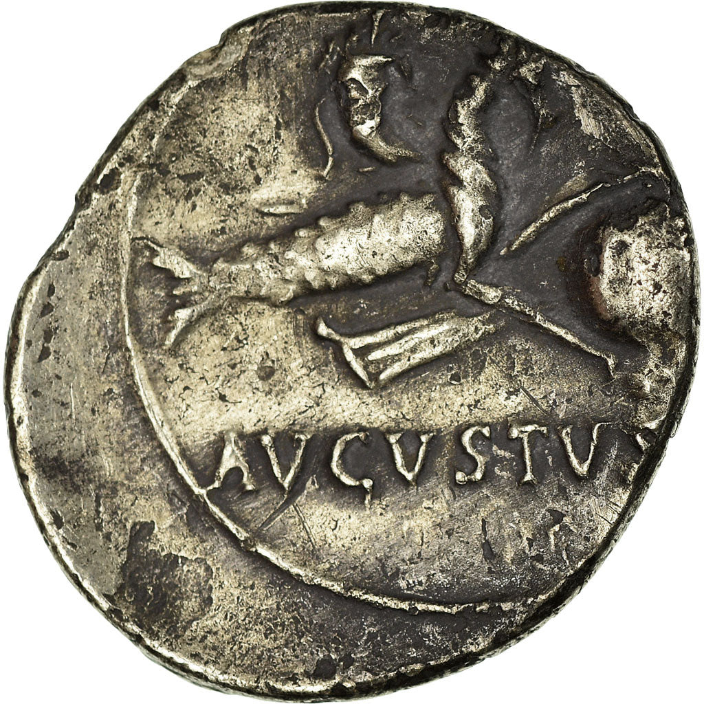 Coin, Augustus, Denarius, 16 BC, Spain, Traveling mint, EF(40-45), Silver