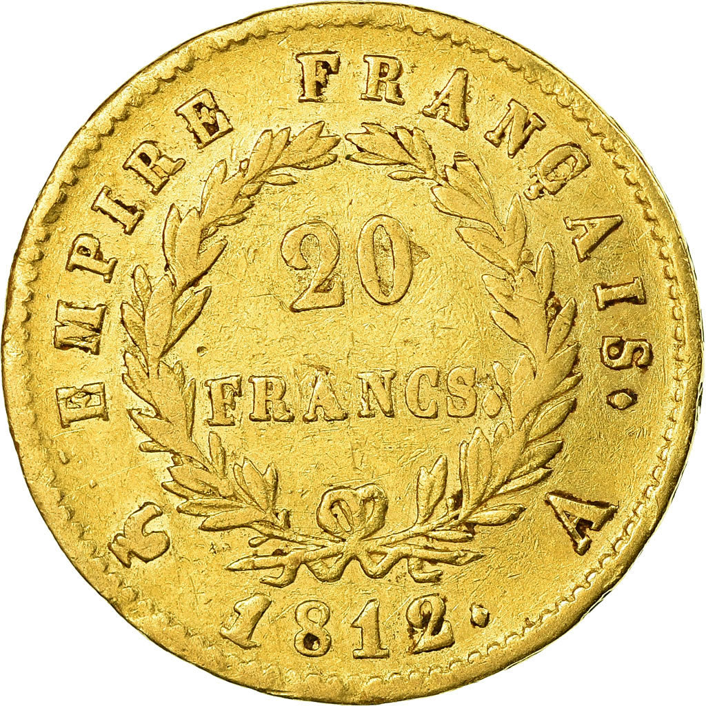 Moneta, Francia, Napoléon I, 20 Francs, 1812, Paris, BB, Oro, KM:695.1
