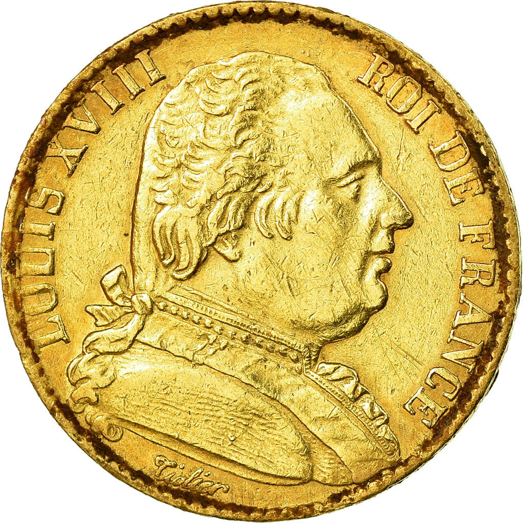 Coin, France, Louis XVIII, Louis XVIII, 20 Francs, 1814, Paris, EF(40-45), Gold