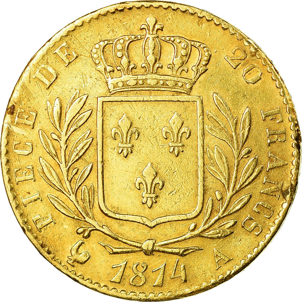 Coin, France, Louis XVIII, Louis XVIII, 20 Francs, 1814, Paris, EF(40-45), Gold