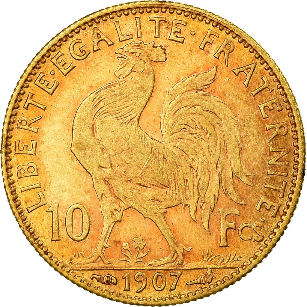 Moneta, Francia, Marianne, 10 Francs, 1907, Paris, SPL-, Oro, KM:846
