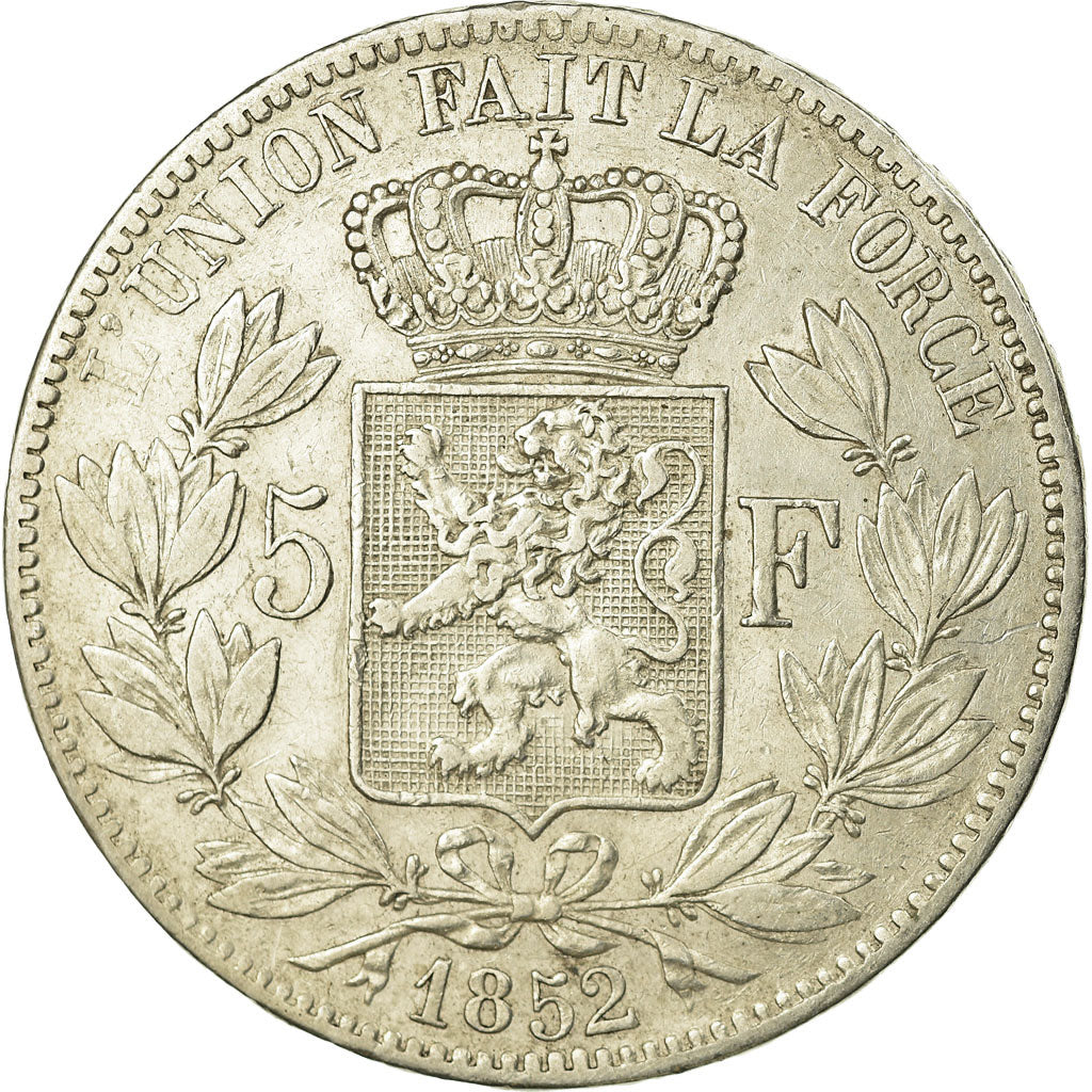 Coin, Belgium, Leopold I, 5 Francs, 5 Frank, 1852, EF(40-45), Silver, KM:17