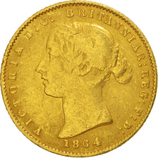 Moneta, Australia, Victoria, 1/2 Sovereign, 1864, Sydney, MB, Oro, KM:3