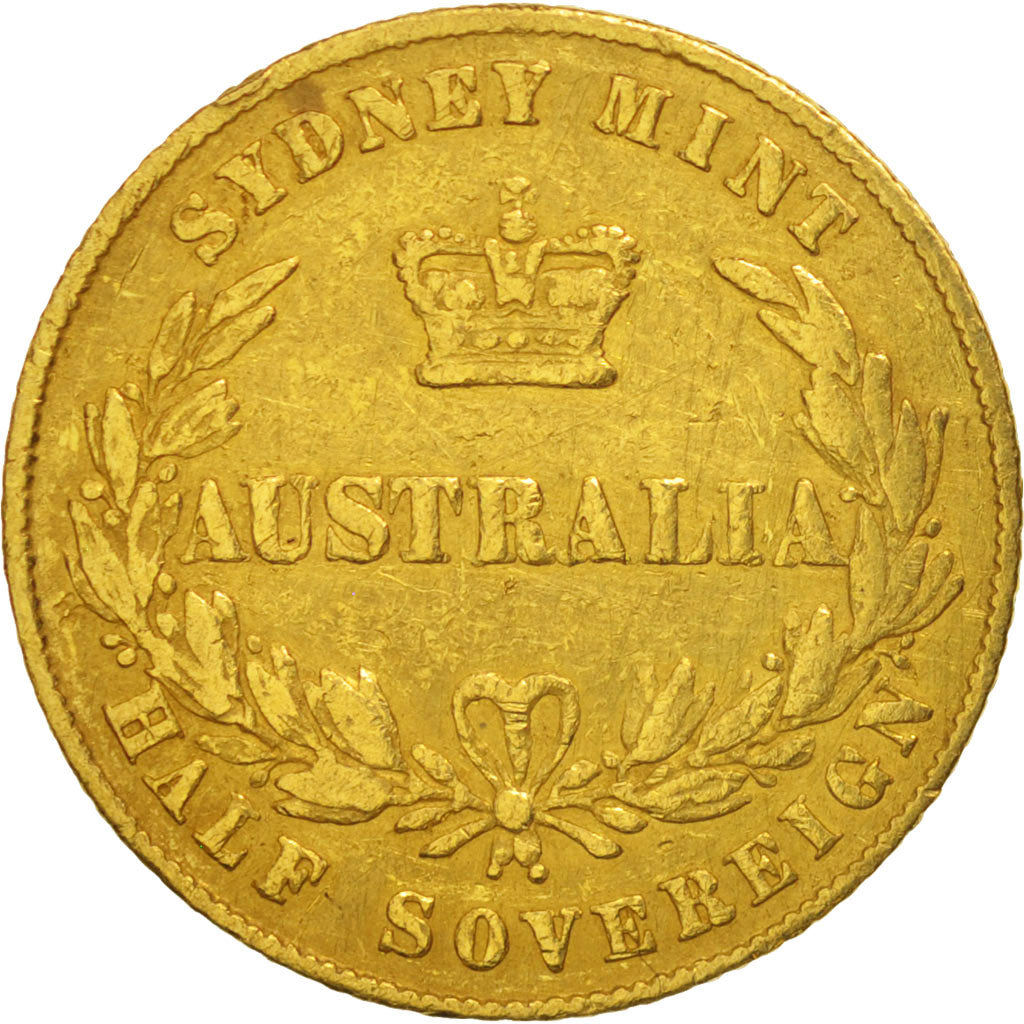Coin, Australia, Victoria, 1/2 Sovereign, 1864, Sydney, VF(20-25), Gold, KM:3