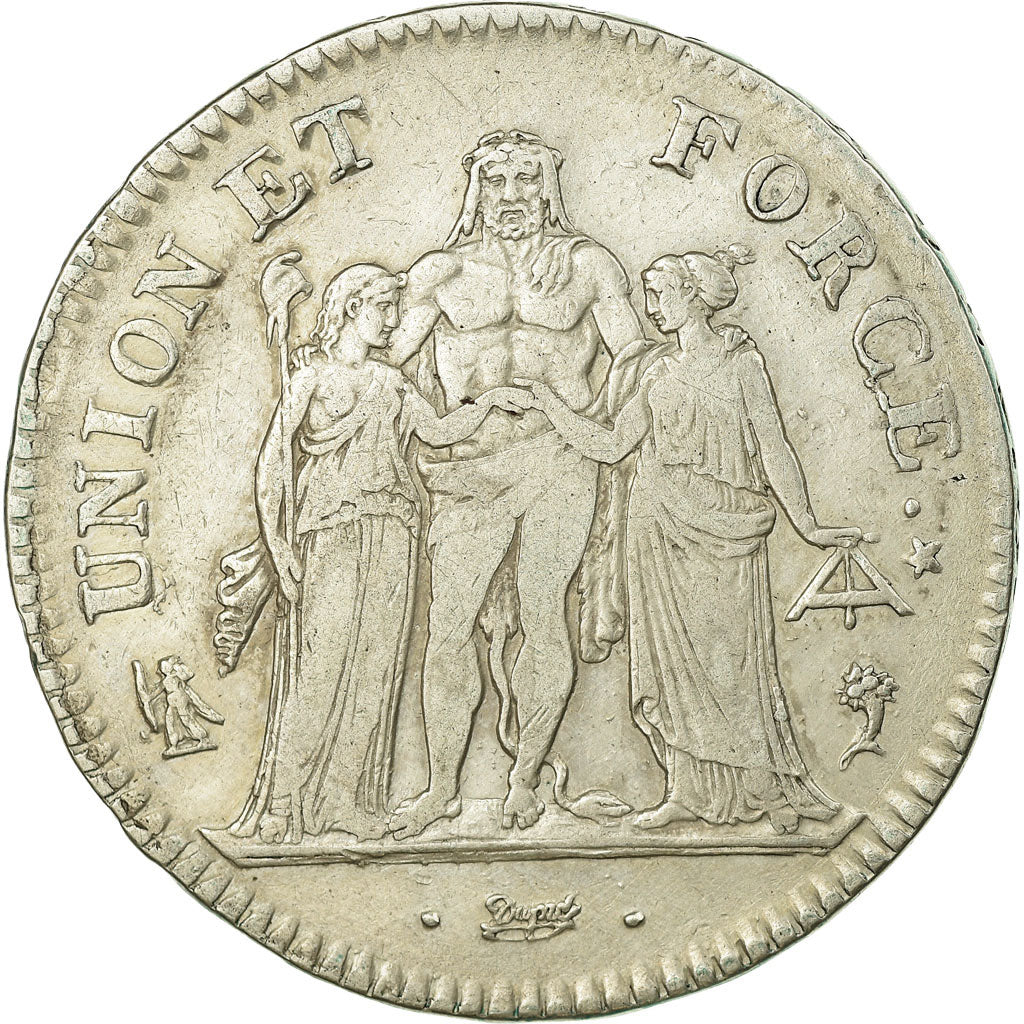 Coin, France, Union et Force, 5 Francs, AN 5, Paris, EF(40-45), Silver