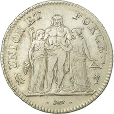Coin, France, Union et Force, 5 Francs, AN 5, Paris, EF(40-45), Silver