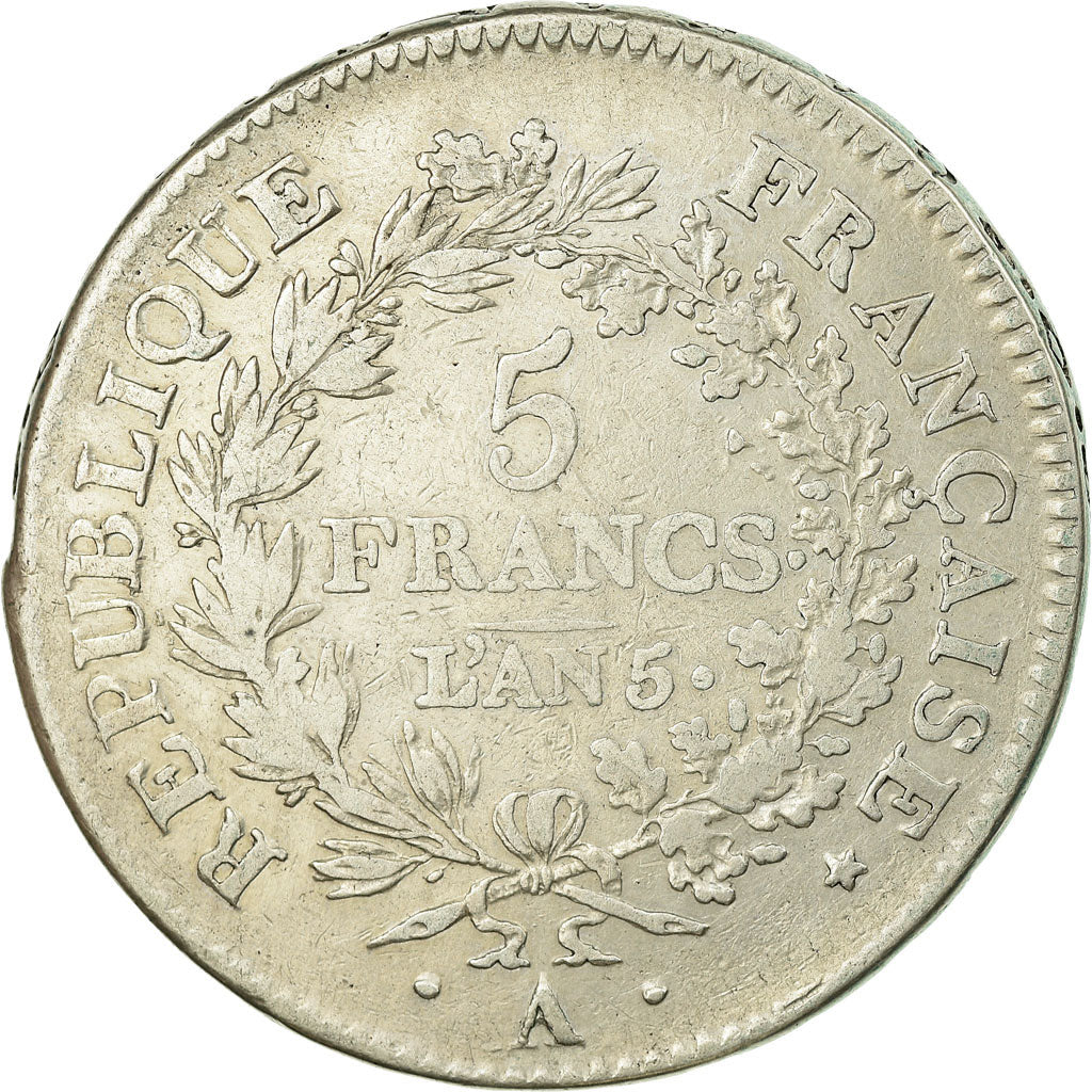 Coin, France, Union et Force, 5 Francs, AN 5, Paris, EF(40-45), Silver