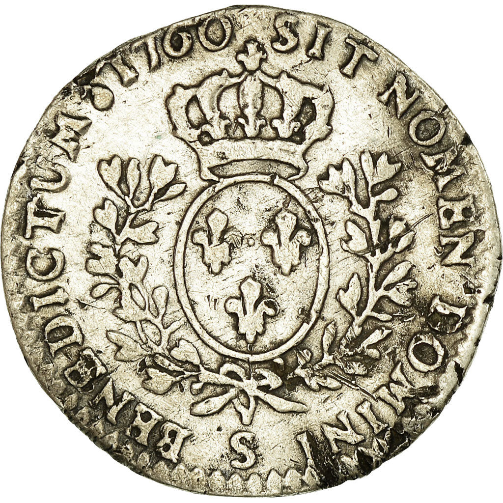Moneta, Francia, Louis XV, 12 Sols, 1/10 ECU, 1760, Reims, MB+, Argento