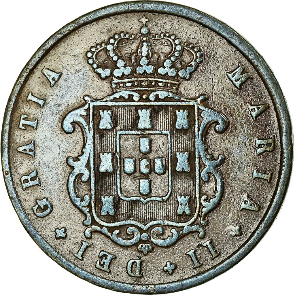 Coin, Portugal, Maria II, 10 Reis, 1852, EF(40-45), Copper, KM:481